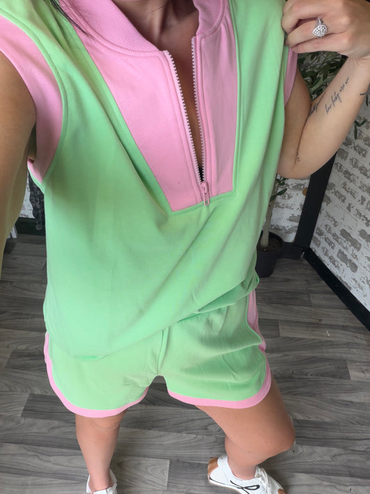 green and pink set